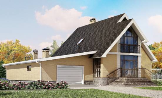 250-001-Л Проект двухэтажного дома с мансардой, гараж, красивый коттедж из теплоблока Белово | Проекты домов от House Expert