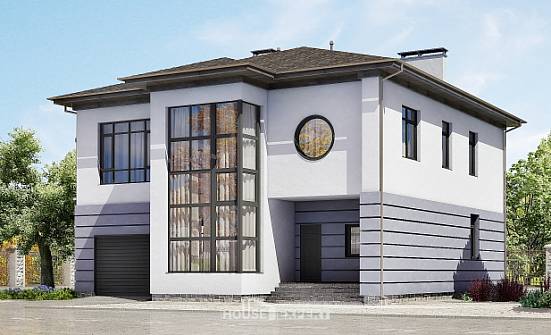 300-006-Л Проект двухэтажного дома и гаражом, большой домик из кирпича Белово | Проекты домов от House Expert