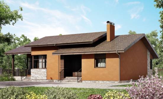 130-007-П Проект одноэтажного дома, уютный дом из пеноблока Новокузнецк | Проекты домов от House Expert