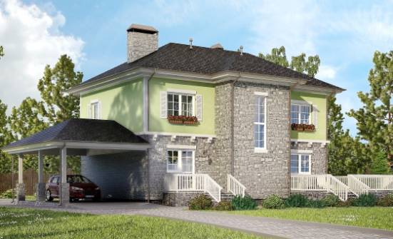 155-006-П Проект двухэтажного дома и гаражом, скромный домик из теплоблока Белово | Проекты домов от House Expert