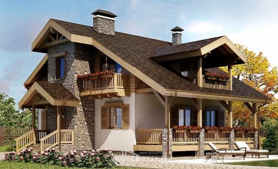 150-004-П Проект двухэтажного дома мансардой, классический дом из бризолита Белово | Проекты домов от House Expert