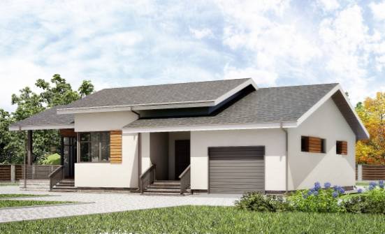 135-002-П Проект одноэтажного дома и гаражом, компактный домик из бризолита Калтан | Проекты одноэтажных домов от House Expert