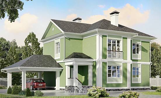 170-001-Л Проект двухэтажного дома, гараж, экономичный домик из пеноблока Анжеро-Судженск | Проекты домов от House Expert