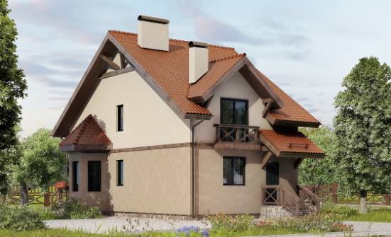 120-003-Л Проект двухэтажного дома с мансардой, недорогой загородный дом из бризолита Осинники | Проекты домов от House Expert