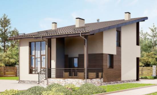 140-005-Л Проект двухэтажного дома с мансардой, простой домик из теплоблока Таштагол | Проекты домов от House Expert