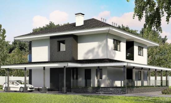 245-002-П Проект двухэтажного дома, гараж, красивый дом из пеноблока Белово | Проекты домов от House Expert
