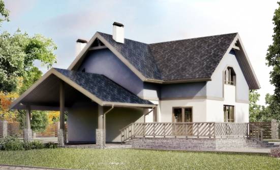 150-011-П Проект двухэтажного дома мансардой, гараж, современный дом из керамзитобетонных блоков Осинники | Проекты домов от House Expert