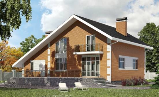 190-006-П Проект двухэтажного дома с мансардным этажом и гаражом, уютный загородный дом из арболита Белово | Проекты домов от House Expert