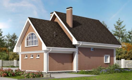 185-003-П Проект двухэтажного дома с мансардой и гаражом, уютный загородный дом из бризолита Топки | Проекты домов от House Expert