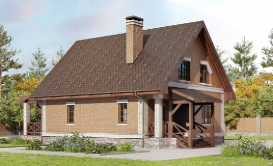 160-011-Л Проект двухэтажного дома с мансардой, недорогой домик из бризолита Кемерово | Проекты домов от House Expert