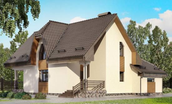 150-001-Л Проект двухэтажного дома с мансардой и гаражом, небольшой дом из пеноблока Юрга | Проекты домов от House Expert