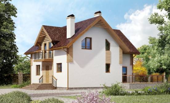 150-009-П  Проект двухэтажного дома мансардой, уютный загородный дом из пеноблока Междуреченск | Проекты домов от House Expert