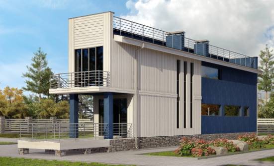 100-003-П Проект двухэтажного дома, компактный коттедж из блока Междуреченск | Проекты домов от House Expert
