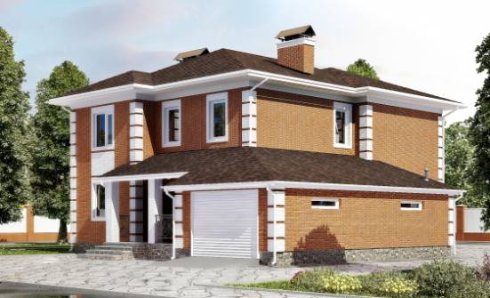 220-004-Л Проект двухэтажного дома и гаражом, простой коттедж из кирпича Кемерово | Проекты домов от House Expert
