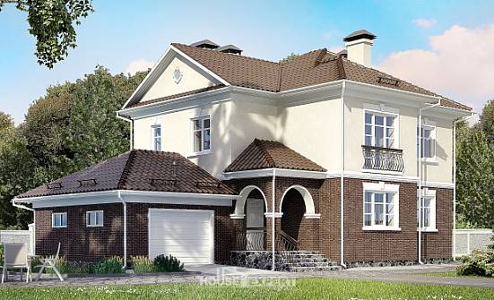 190-002-Л Проект двухэтажного дома и гаражом, современный коттедж из пеноблока Междуреченск | Проекты домов от House Expert