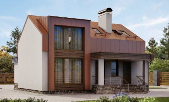 120-004-Л Проект двухэтажного дома с мансардой, скромный коттедж из арболита Новокузнецк | Проекты домов от House Expert