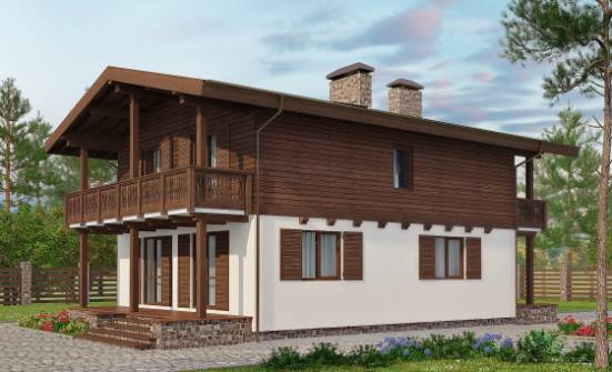 150-016-Л Проект двухэтажного дома с мансардой, доступный коттедж из блока Белово | Проекты домов от House Expert