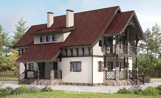 180-014-П Проект двухэтажного дома с мансардным этажом, классический коттедж из керамзитобетонных блоков Топки | Проекты домов от House Expert