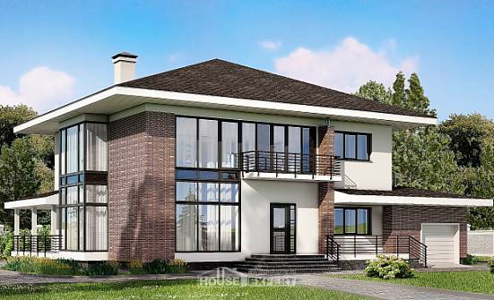 275-002-П Проект двухэтажного дома, гараж, современный загородный дом из кирпича Мыски | Проекты домов от House Expert