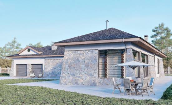 280-004-Л Проект одноэтажного дома, гараж, огромный домик из бризолита Ленинск-Кузнецкий | Проекты домов от House Expert