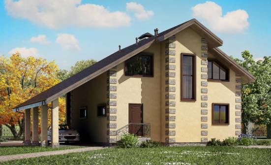 150-003-П Проект двухэтажного дома с мансардой и гаражом, классический домик из твинблока Прокопьевск | Проекты домов от House Expert