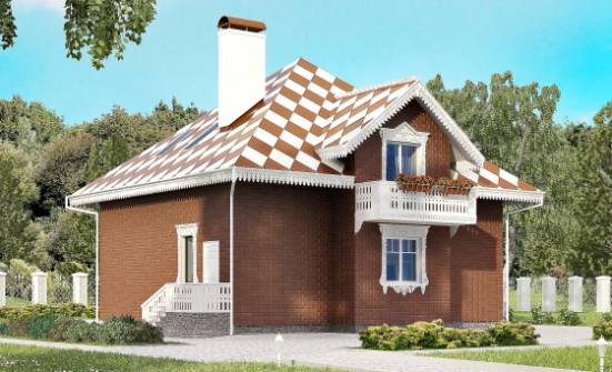 155-003-Л Проект двухэтажного дома с мансардным этажом и гаражом, бюджетный домик из бризолита Междуреченск | Проекты домов от House Expert