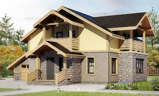 180-011-П Проект двухэтажного дома с мансардой, гараж, бюджетный коттедж из блока Киселёвск | Проекты домов от House Expert