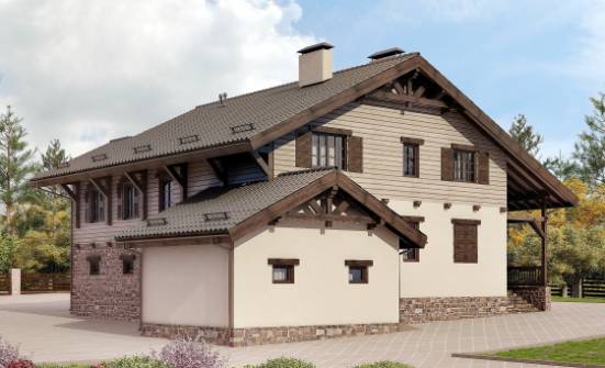 255-002-П Проект двухэтажного дома с мансардным этажом и гаражом, большой дом из бризолита Полысаево | Проекты домов от House Expert