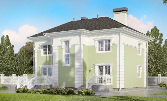 155-005-П Проект двухэтажного дома, скромный загородный дом из газобетона Ленинск-Кузнецкий | Проекты домов от House Expert
