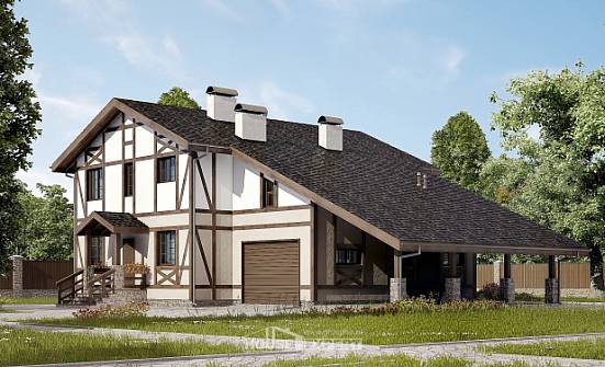 250-002-П Проект двухэтажного дома с мансардным этажом, гараж, средний загородный дом из кирпича Анжеро-Судженск | Проекты домов от House Expert