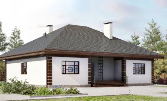 135-003-П Проект одноэтажного дома, простой загородный дом из теплоблока Новокузнецк | Проекты одноэтажных домов от House Expert