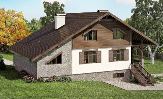 300-003-П Проект трехэтажного дома мансардой, гараж, классический дом из кирпича Мыски | Проекты домов от House Expert