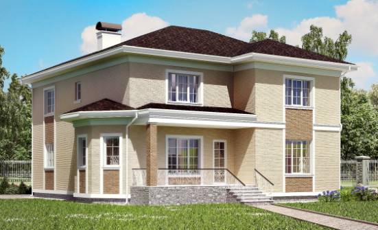 335-001-Л Проект двухэтажного дома и гаражом, просторный дом из кирпича Полысаево | Проекты домов от House Expert