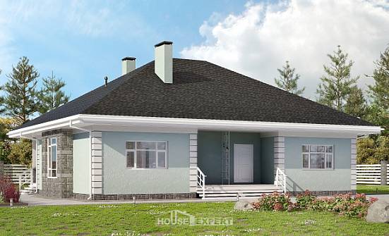 135-003-Л Проект одноэтажного дома, уютный загородный дом из теплоблока Анжеро-Судженск | Проекты домов от House Expert