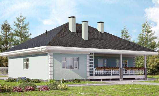 135-003-Л Проект одноэтажного дома, уютный загородный дом из теплоблока Анжеро-Судженск | Проекты домов от House Expert