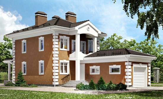 150-006-П Проект двухэтажного дома, гараж, бюджетный загородный дом из поризованных блоков Калтан | Проекты домов от House Expert