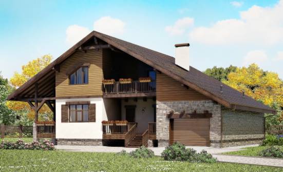 220-005-П Проект двухэтажного дома мансардой и гаражом, простой дом из кирпича Юрга | Проекты домов от House Expert