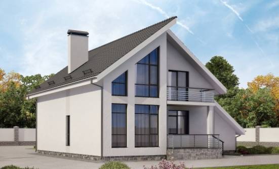 200-007-Л Проект двухэтажного дома мансардой, гараж, классический домик из пеноблока Топки | Проекты домов от House Expert