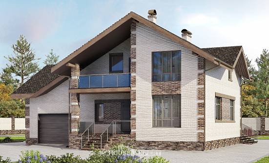 245-005-П Проект двухэтажного дома с мансардным этажом и гаражом, уютный домик из твинблока Калтан | Проекты домов от House Expert