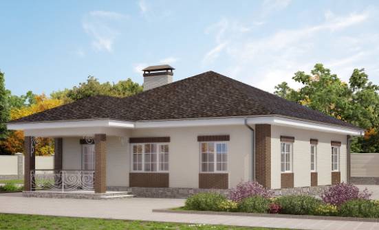 100-004-Л Проект одноэтажного дома, простой коттедж из керамзитобетонных блоков Топки | Проекты домов от House Expert