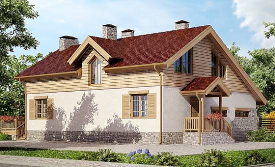 165-002-П Проект двухэтажного дома мансардой и гаражом, бюджетный домик из теплоблока Полысаево | Проекты домов от House Expert