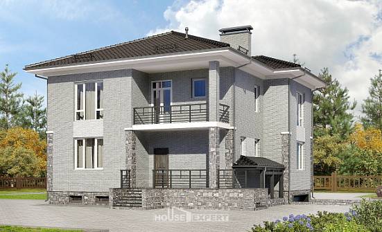 275-004-П Проект трехэтажного дома и гаражом, просторный домик из кирпича Полысаево | Проекты домов от House Expert