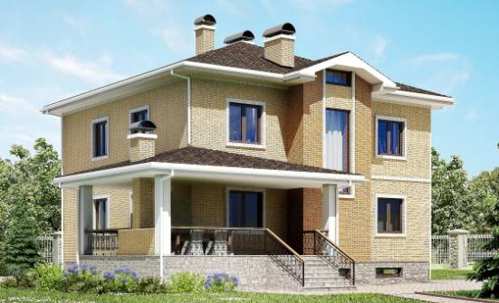350-002-Л Проект трехэтажного дома, гараж, просторный коттедж из кирпича Юрга | Проекты домов от House Expert