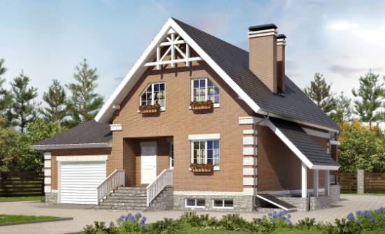 200-009-Л Проект трехэтажного дома с мансардой, гараж, уютный домик из газосиликатных блоков Белово | Проекты домов от House Expert