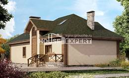 180-010-П Проект двухэтажного дома мансардой и гаражом, просторный домик из бризолита Полысаево, House Expert