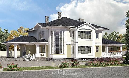 620-001-Л Проект трехэтажного дома, гараж, классический коттедж из теплоблока Кемерово | Проекты домов от House Expert