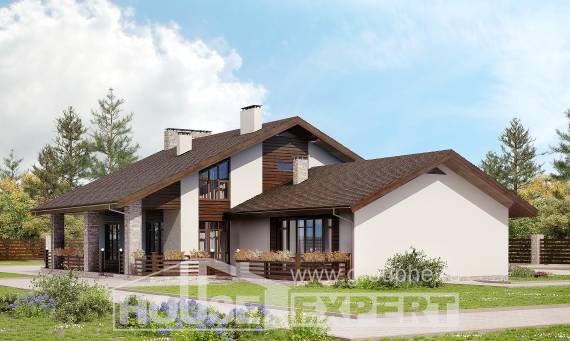 480-001-Л Проект трехэтажного дома с мансардой, красивый загородный дом из пеноблока Прокопьевск, House Expert