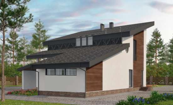 230-001-П Проект двухэтажного дома с мансардой, средний домик из кирпича Прокопьевск | Проекты домов от House Expert