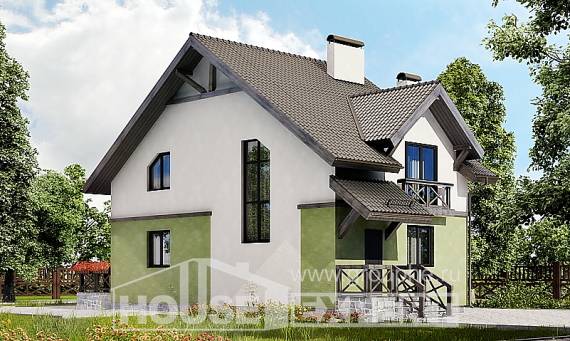 120-003-П Проект двухэтажного дома с мансардным этажом, современный коттедж из арболита Кемерово, House Expert