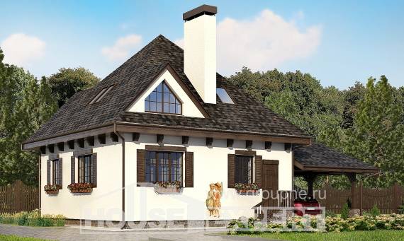 110-002-Л Проект двухэтажного дома мансардный этаж, гараж, классический домик из пеноблока Киселёвск, House Expert